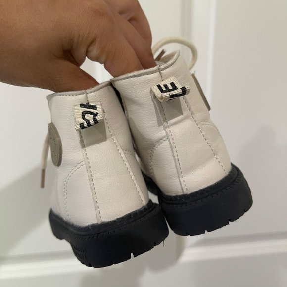 Mr. Dai W-S White Toddler Combat Boots - Picture 2 of 4